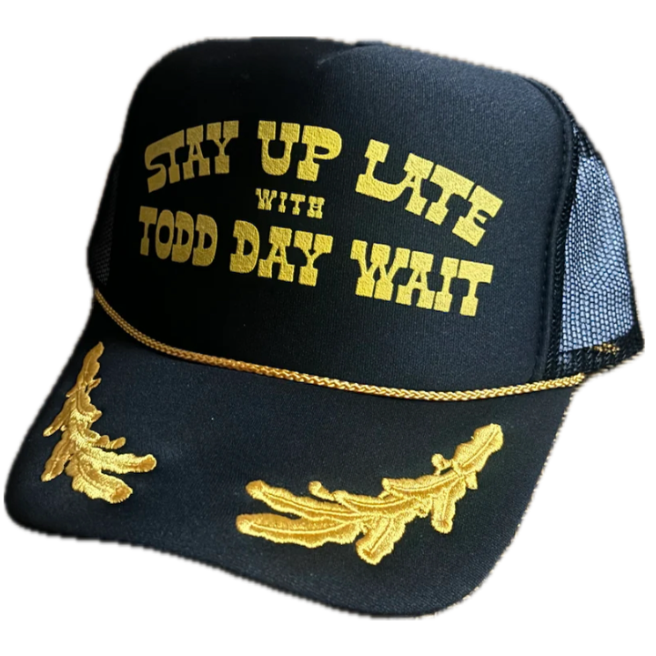 Trucker Hat, Black & Gold w/ Gold Leaves
